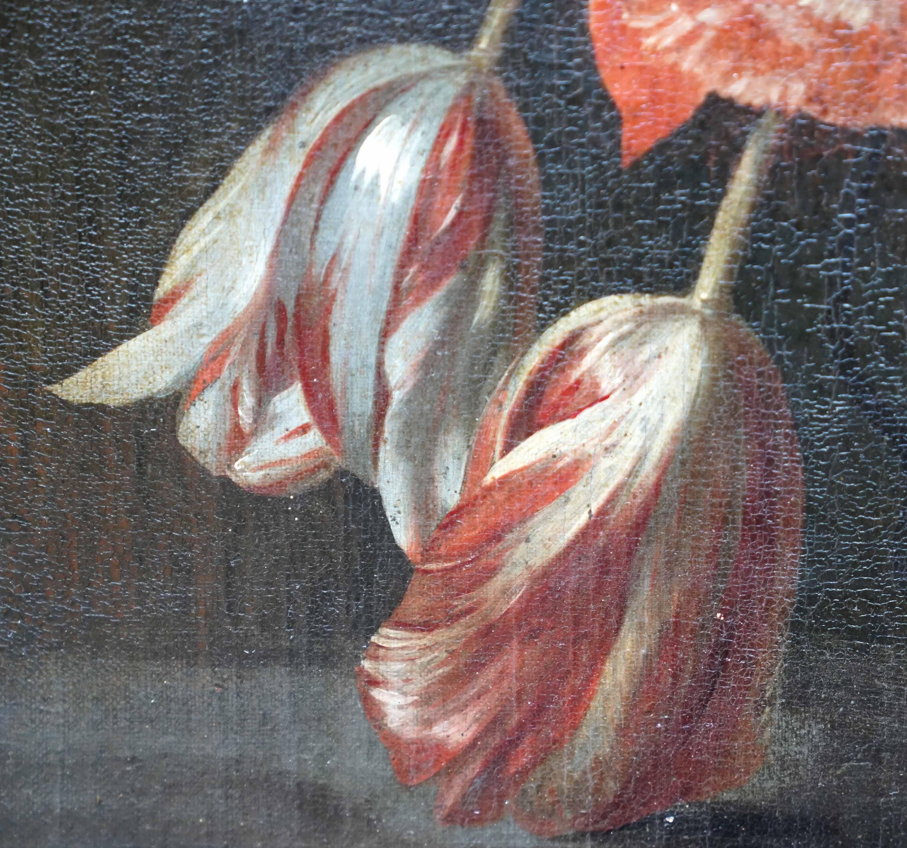 Composizione floreale mista in un vaso - Dipinto a olio olandese dell'età dell'oro del vecchio maestro in vendita 1
