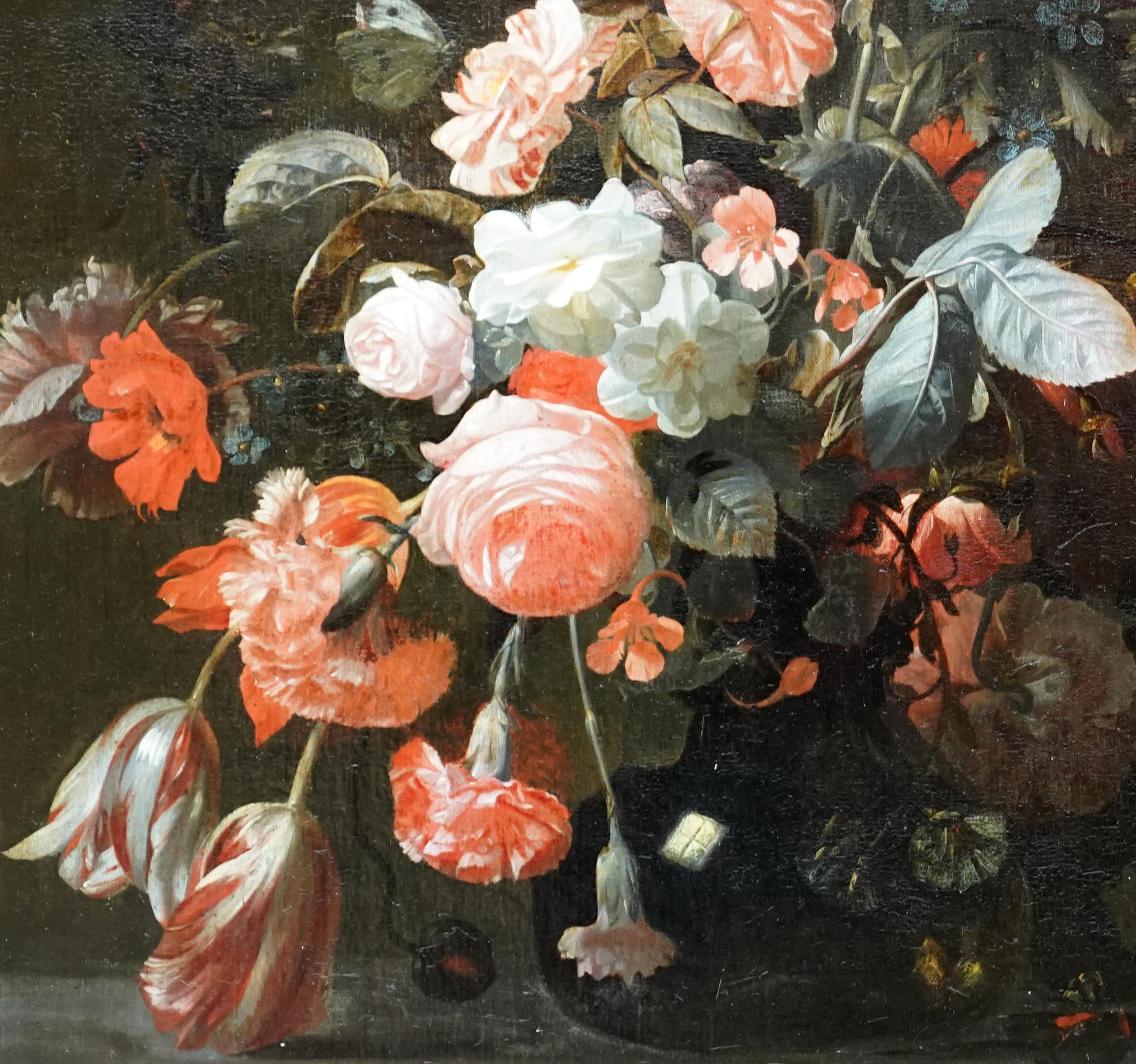 Gemischtes Blumenarrangement in einer Vase - Holländischer Alter Meister Goldenes Zeitalter Ölgemälde im Angebot 2