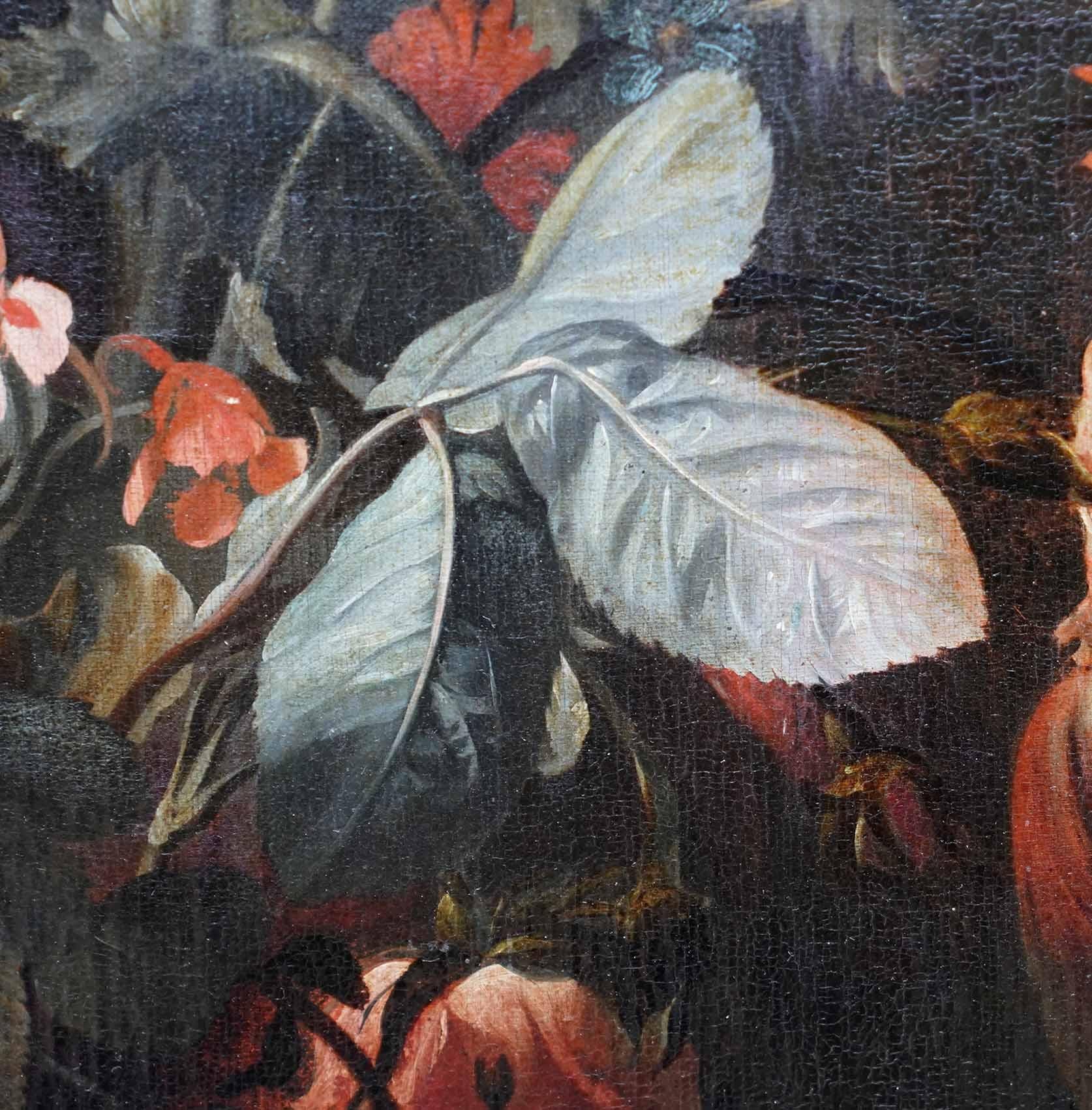 Composizione floreale mista in un vaso - Dipinto a olio olandese dell'età dell'oro del vecchio maestro in vendita 4