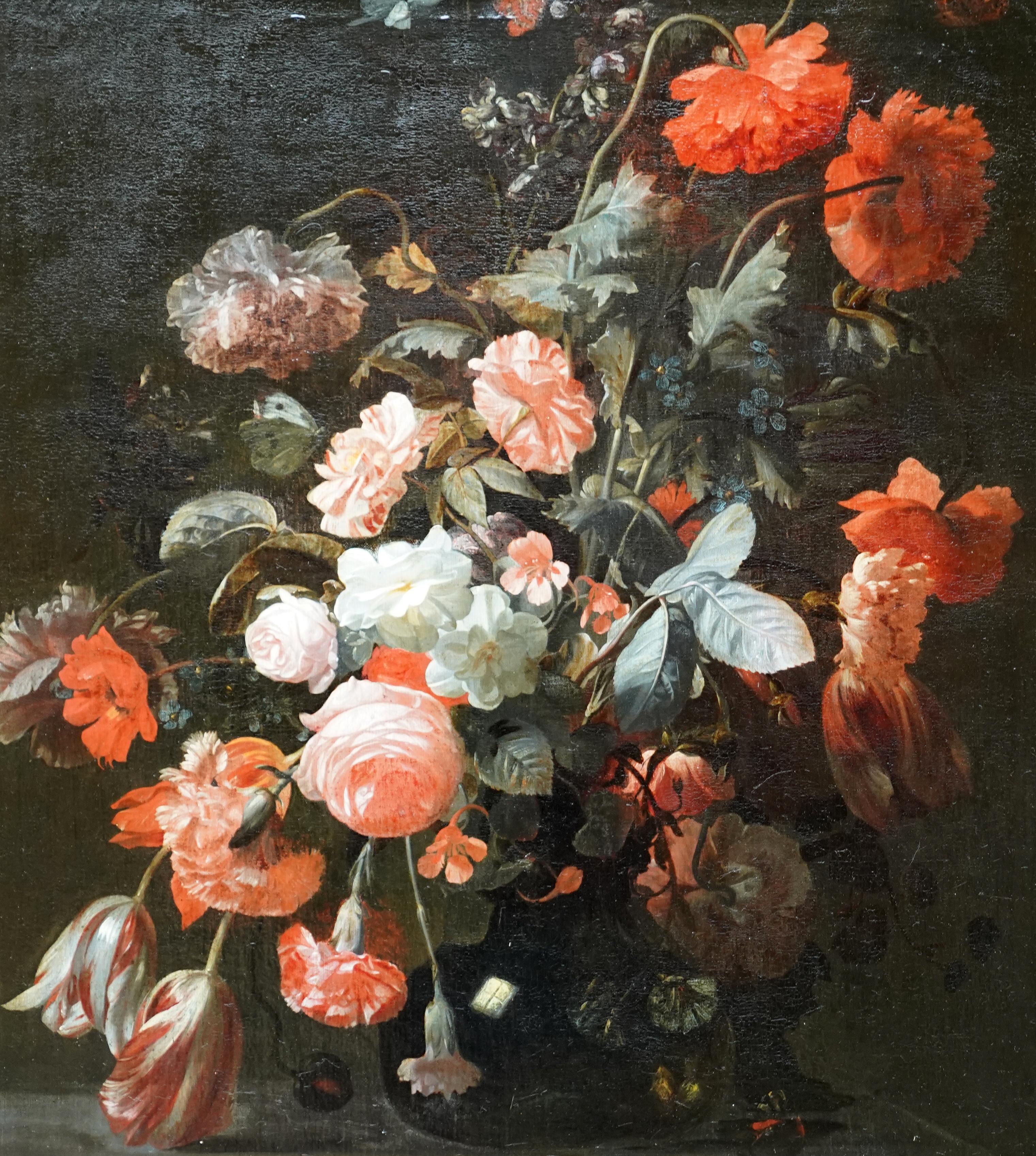 Gemischtes Blumenarrangement in einer Vase - Holländischer Alter Meister Goldenes Zeitalter Ölgemälde im Angebot 4