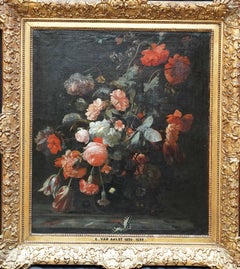 Arrangement floral mixte dans un vase - peinture à l'huile hollandaise de l'Age d'or