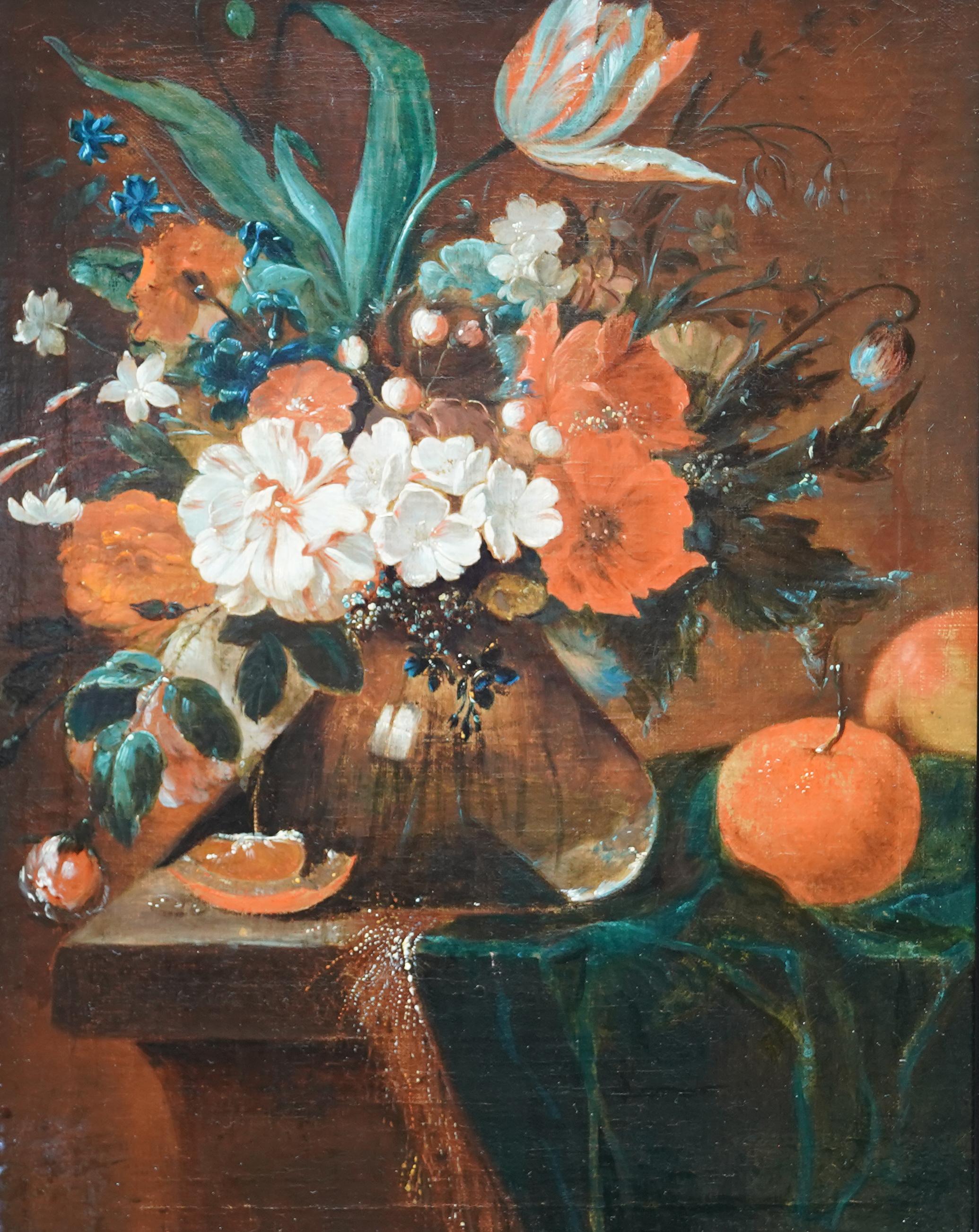 Still Life of Flowers and fruit - Dutch Old Master c1700 floral art oil painting - Old Masters Painting by Simon Pietersz Verelst