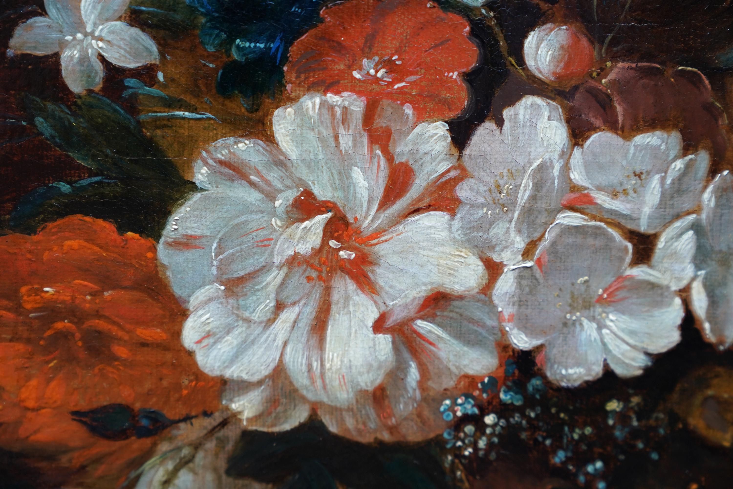 Stilleben mit Blumen und Früchten - Holländischer Alter Meister um 1700 florale Kunst Ölgemälde im Angebot 1