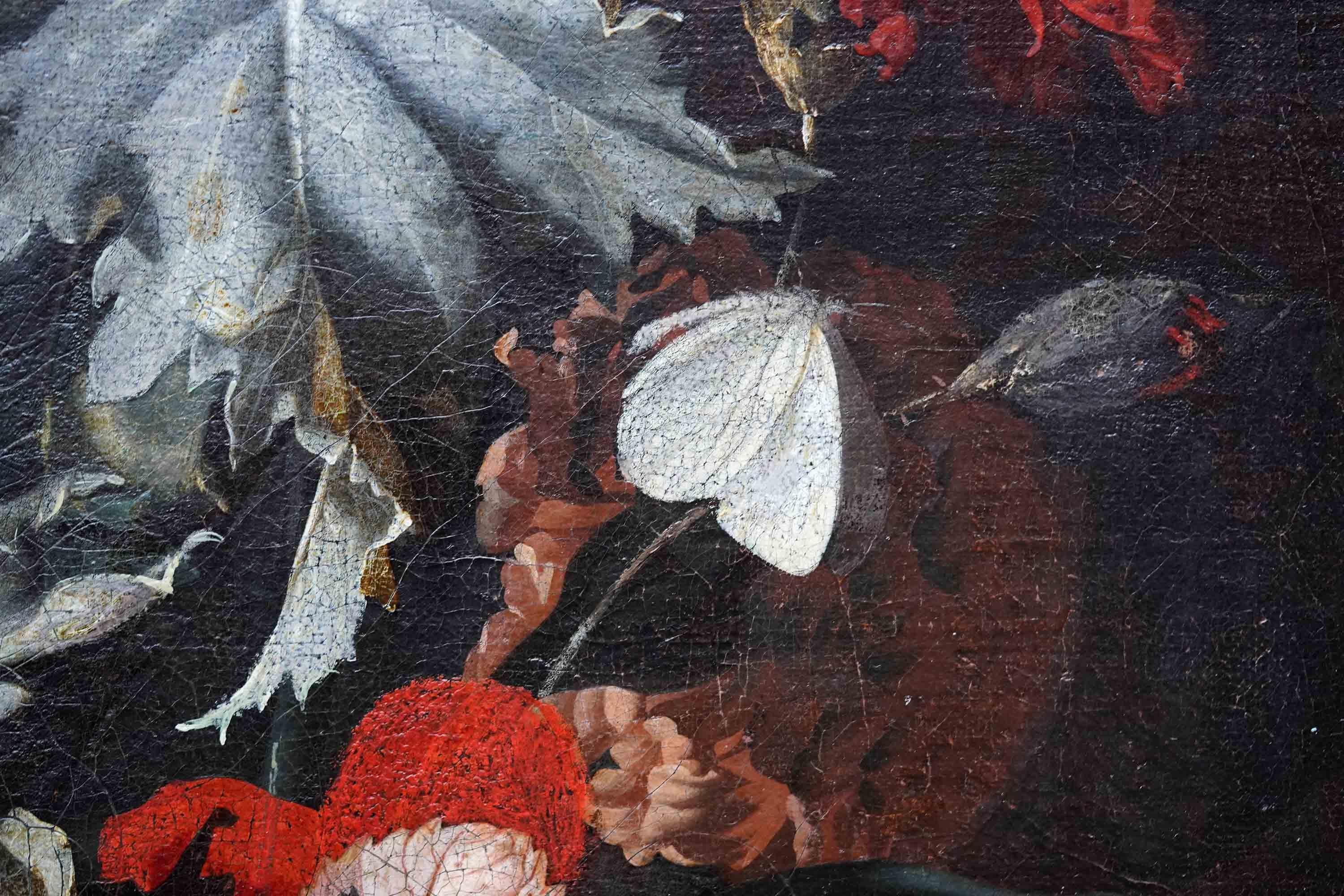 Stillleben mit Blumen in Vase auf Ledge – niederländisches Ölgemälde eines alten Meisters aus dem 17. Jahrhundert im Angebot 4