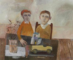 'Children with Toy Car' by contemporary British artist Simon Quadrat