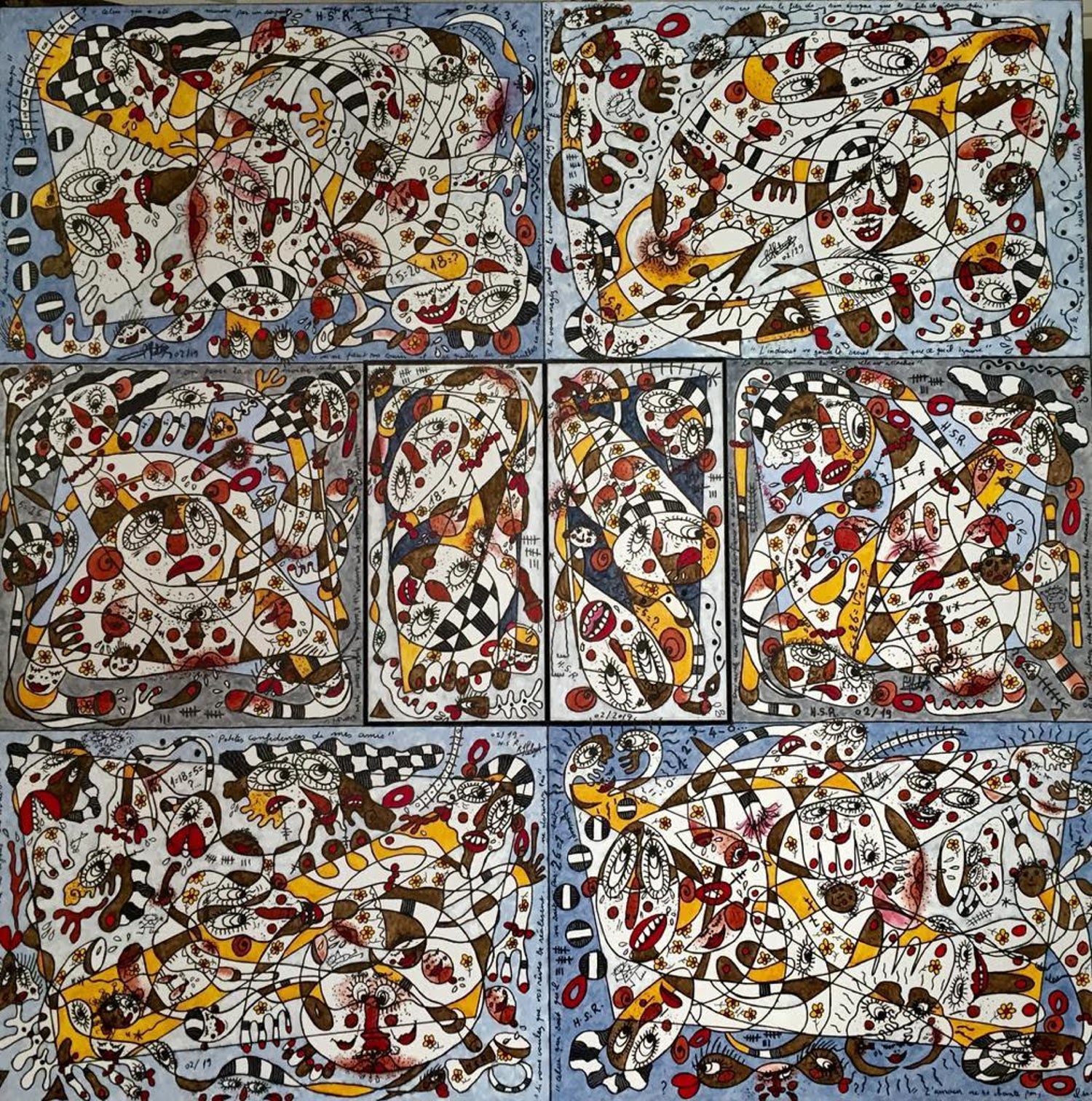 Simon Richard Halimi My Neighbors Told Me Large Abstract Painting Yellow Black White Brown Blue For Sale At 1stdibs