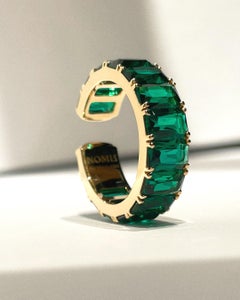 Simon Ring / Ear Cuff with Baguette Lab Emeralds, 18k Gold
