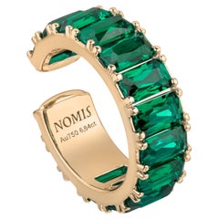Simon Ring / Ear Cuff with Baguette Lab Emeralds, 18k Gold