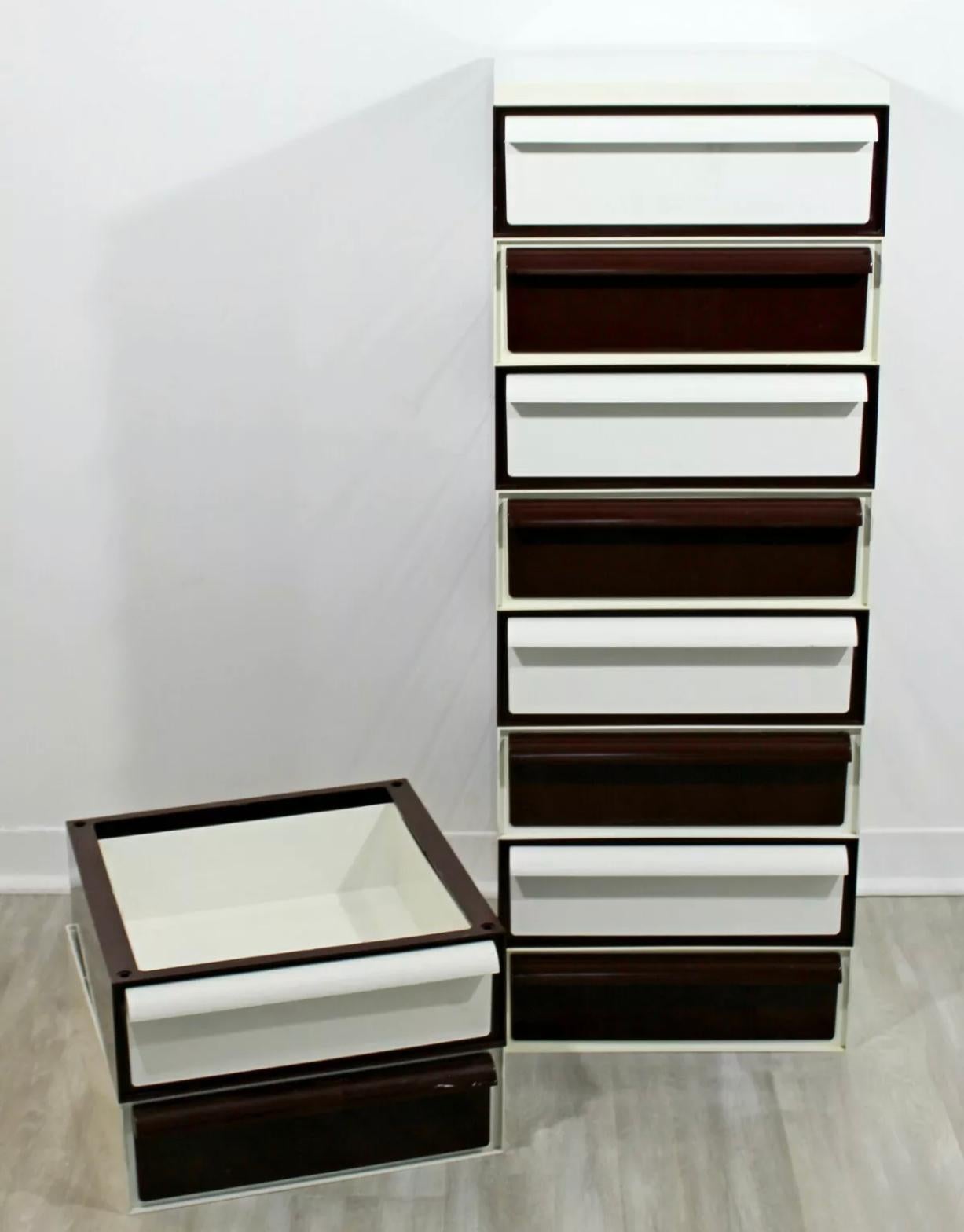 Simon Russell for Kartell 8 Drawer Stacking File Cabinet, 1970s In Fair Condition For Sale In Brooklyn, NY
