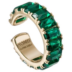 Simon S Phalanx Ring / Ear Cuff with Baguette Lab Emeralds, 18k Gold