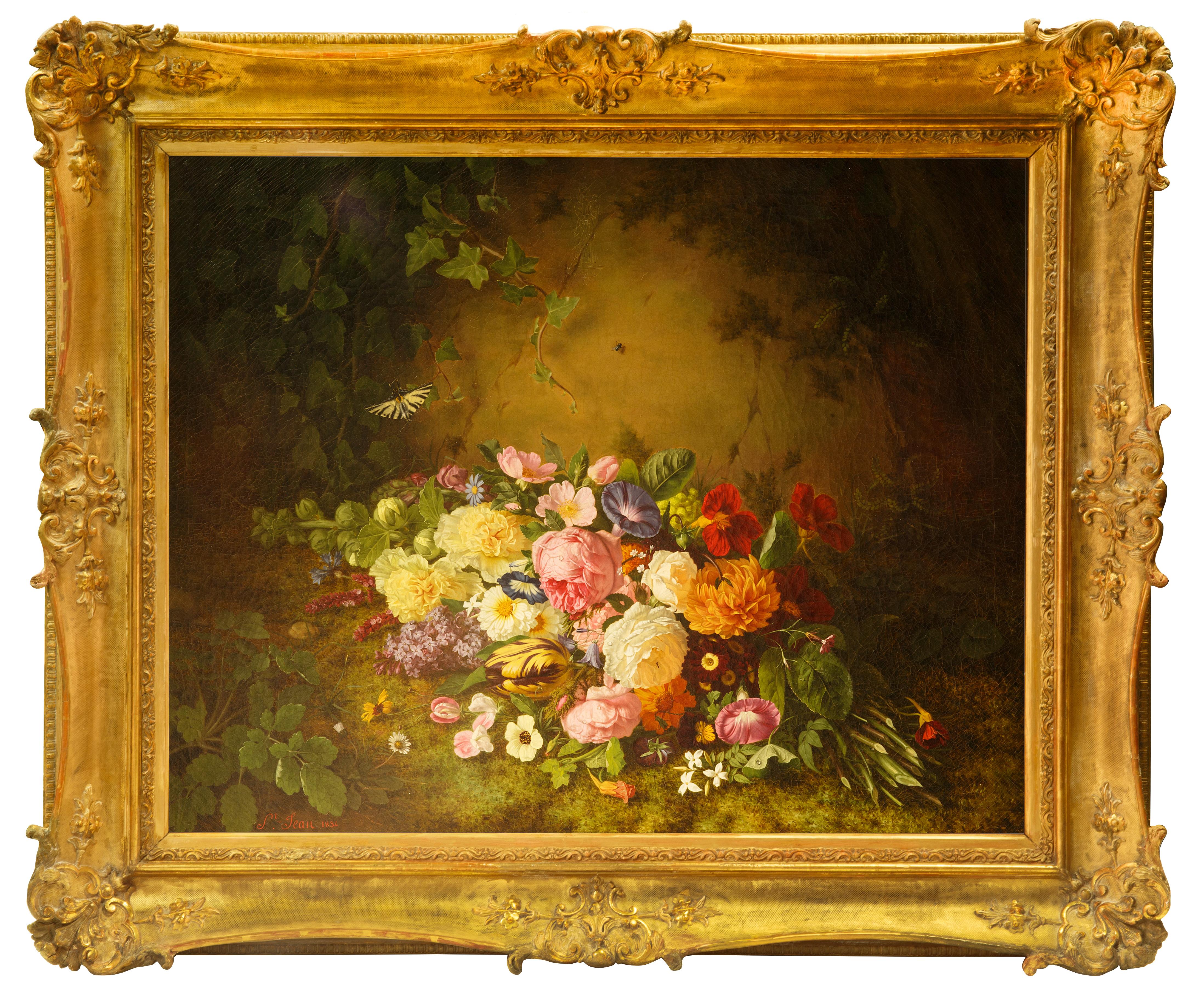 Simon Saint-Jean Figurative Painting - Bouquet of Wildflowers and Roses by Simon Saint Jean