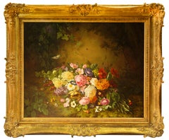 Antique Bouquet of Wildflowers and Roses by Simon Saint Jean