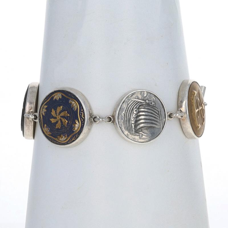 Women's or Men's Simon Sebbag Designs Vintage Button Link Bracelet 8