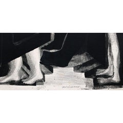 Behind the door. 4/10., paper, lithography, 55x70 cm