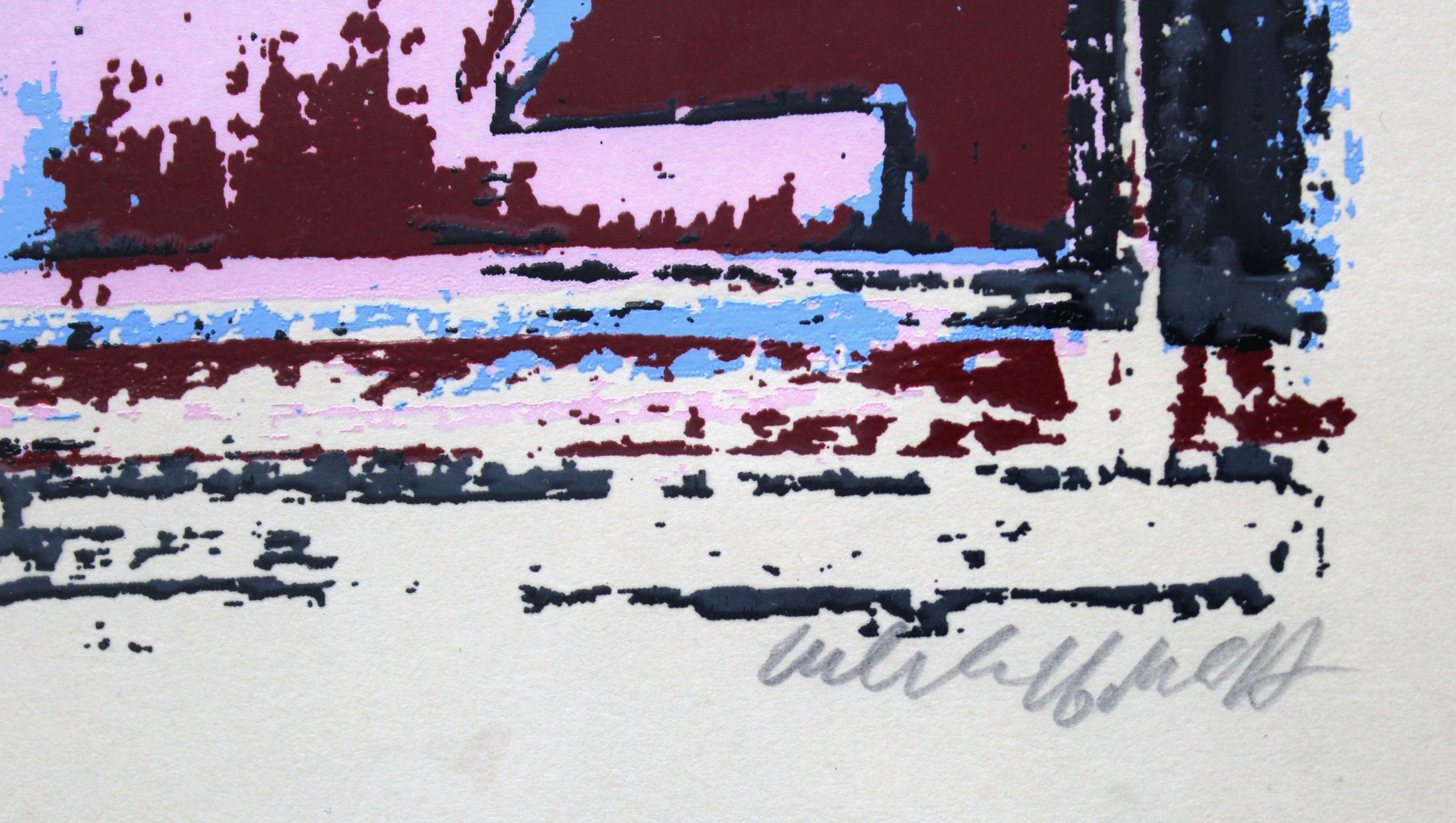 Care. Paper, screen printing, 24x21 cm - Abstract Print by Simon Shegelman