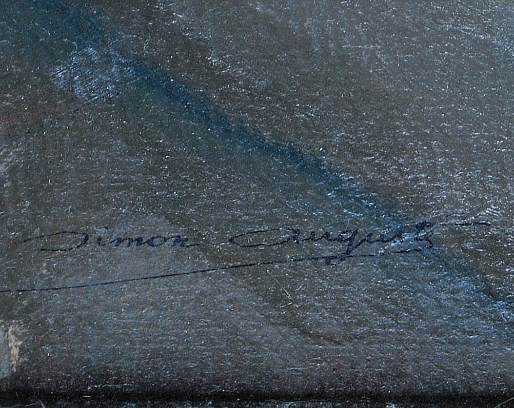 Schöne 1940's Französisch post impressionistischen Öl auf dem Brett von Simon Simon-Auguste. 

Das Werk zeigt ein einfaches Schlafzimmerinterieur mit Schuhen, einer Kerze und einem einzigen Bild an der Wand. Links unten signiert und in einem