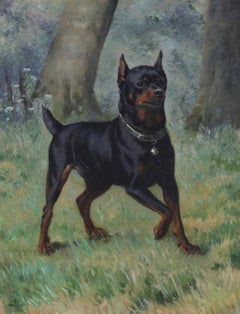 A Terrier Oil Painting, Dutch School, Framed, Circa 1900, 31x26"