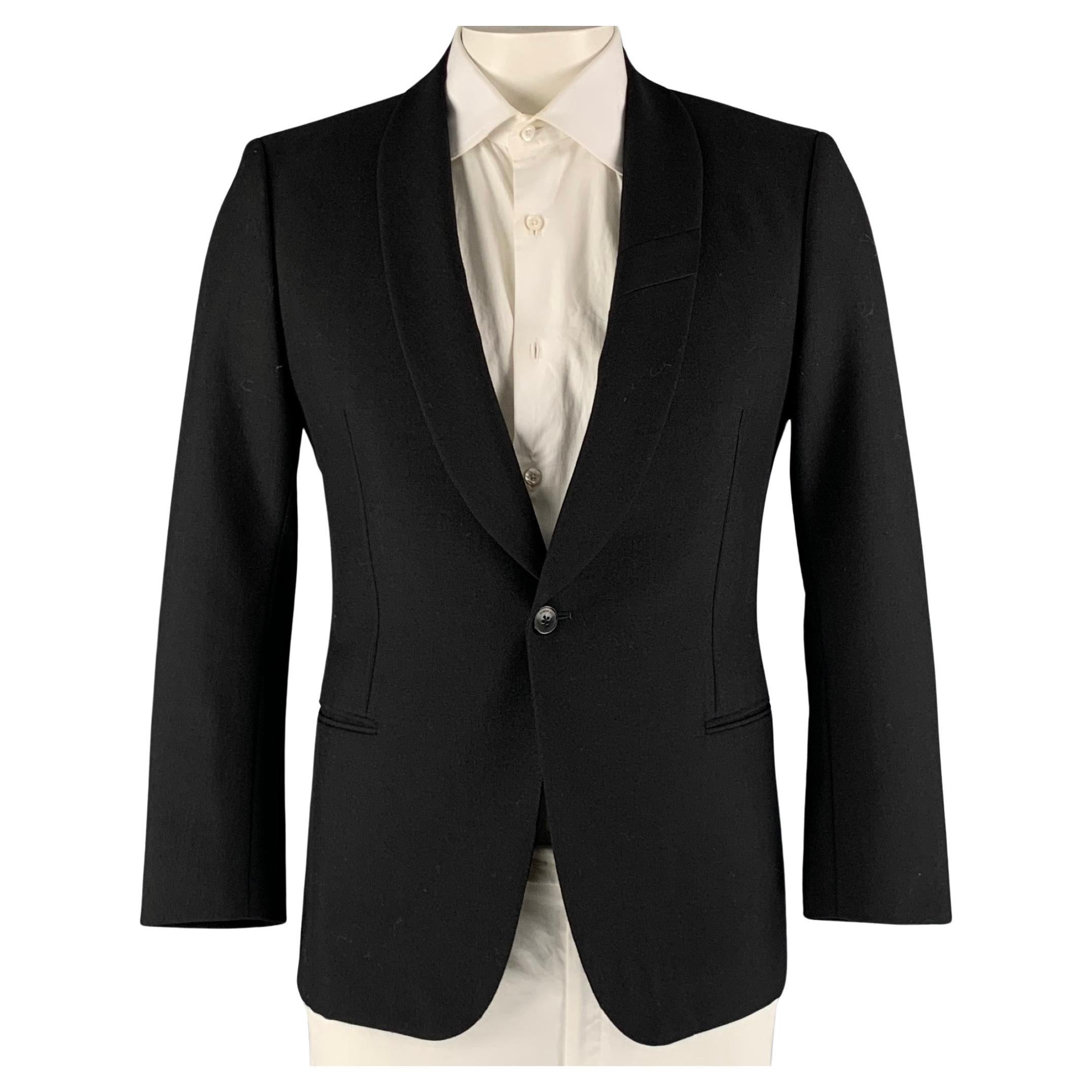 SIMON SPURR Size 42 Black Wool Mohair Shawl Collar Sport Coat