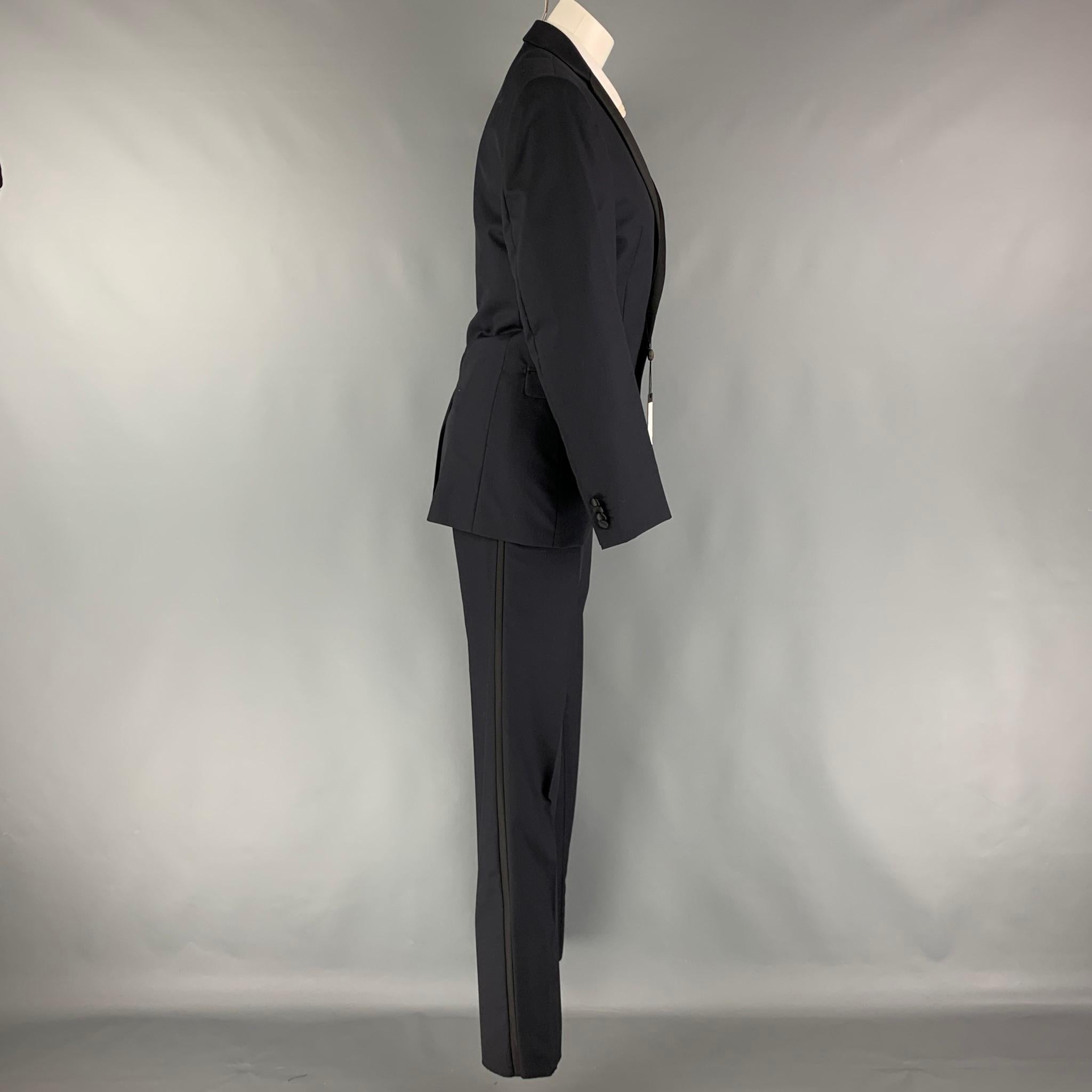 Men's SIMON SPURR VALDEX Size 36 Regular Black Wool Notch Lapel 30 36 Tuxedo