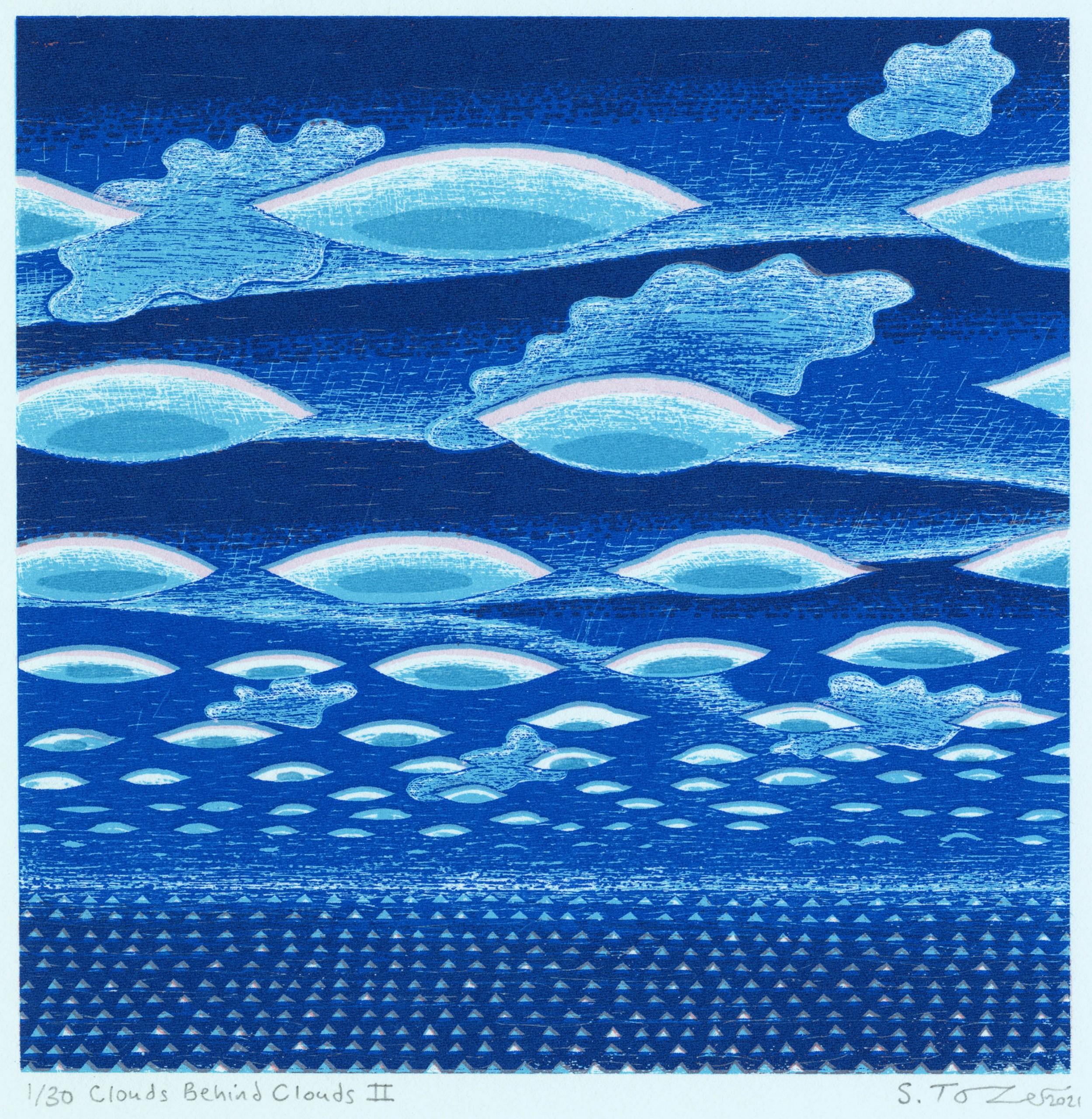 Nuages derrière les nuages II avec sérigraphie sur papier de Simon Tozer