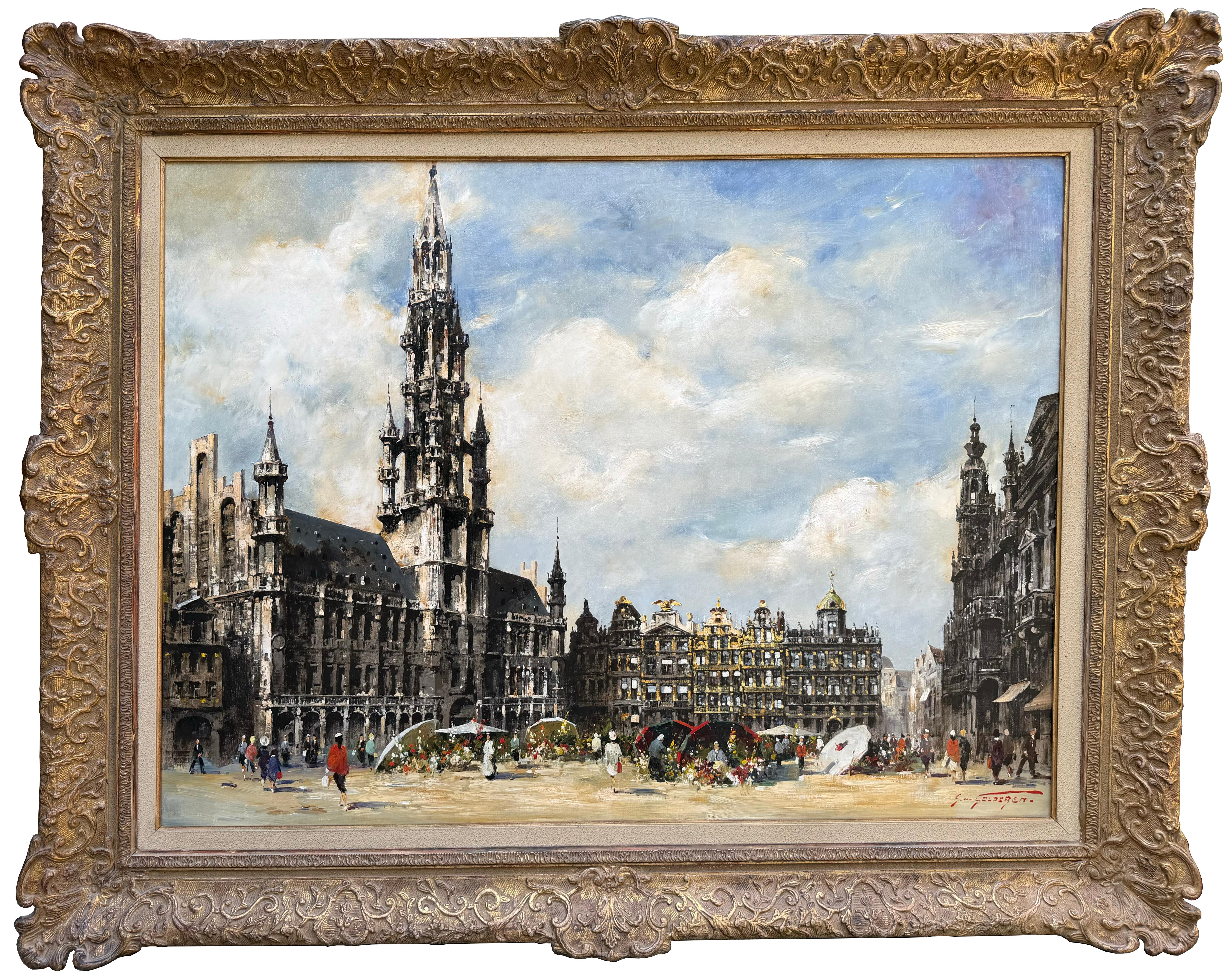 'Central Square, Brussels' by Simon Van Gelderen (Brussels 1905 – 1986 Ostend)
