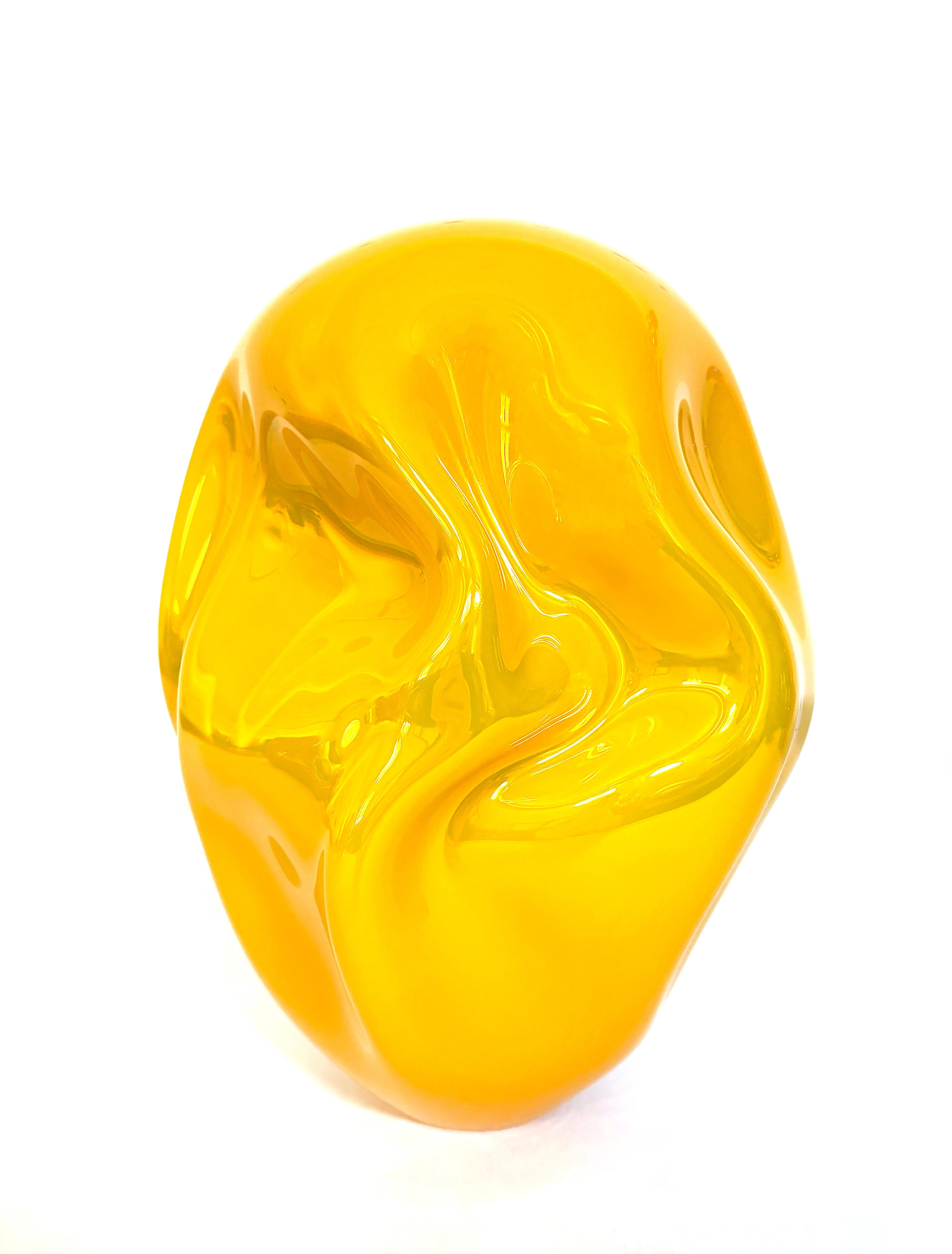 Simon Waranch Abstract Sculpture - Light Orange Wiggle
