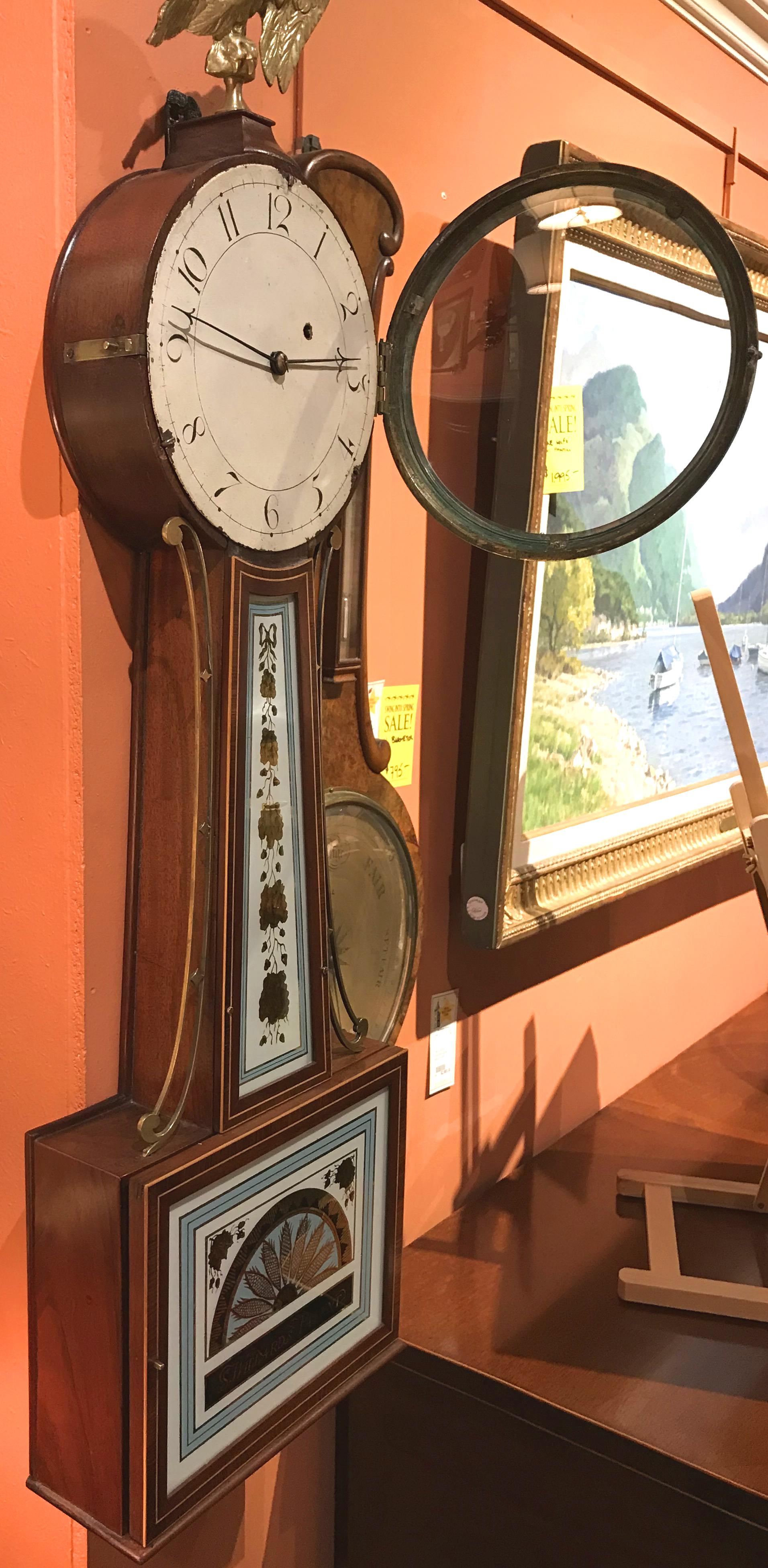 American Simon Willard Patent Timepiece Banjo Clock with T Bridge Movement