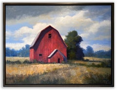Summer Skies are Billowing (Contemporary Western landscape 
storied rustic barn