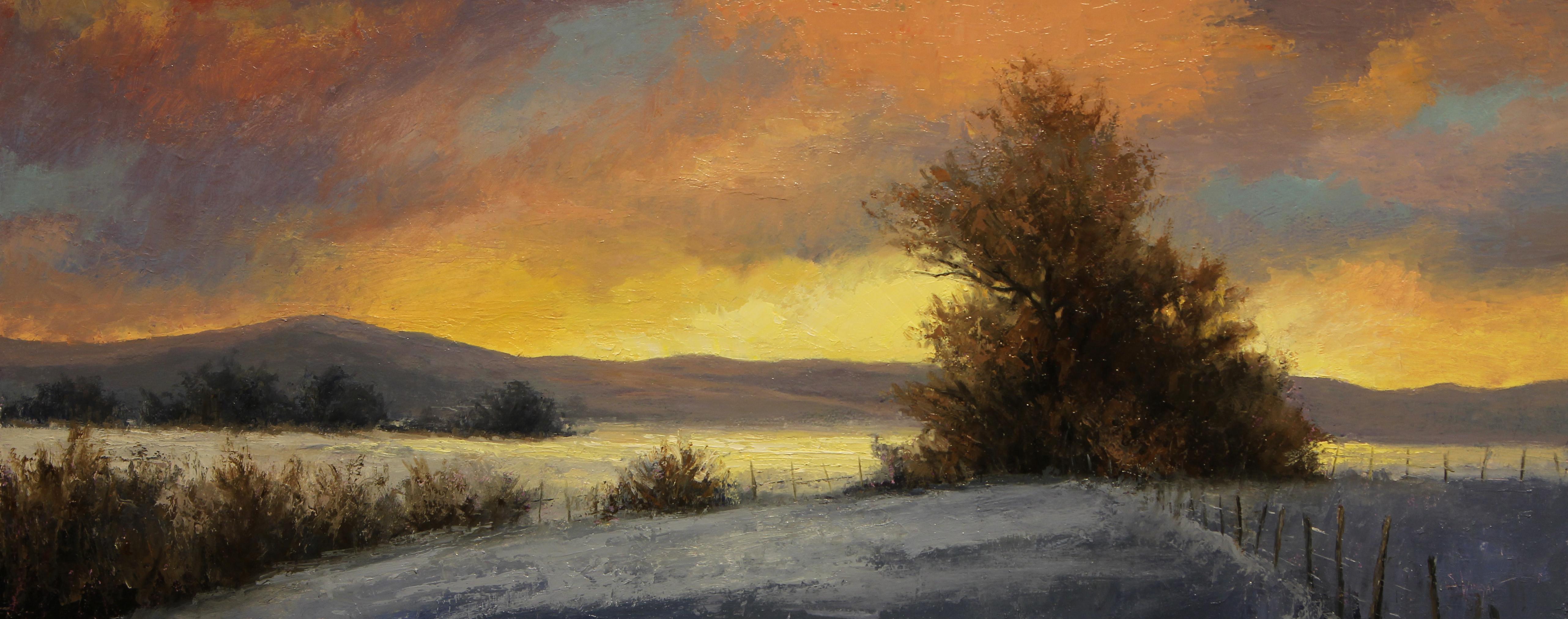 Simon Winegar Landscape Painting - Winter in Color (landscape, winter, snow, dusk)