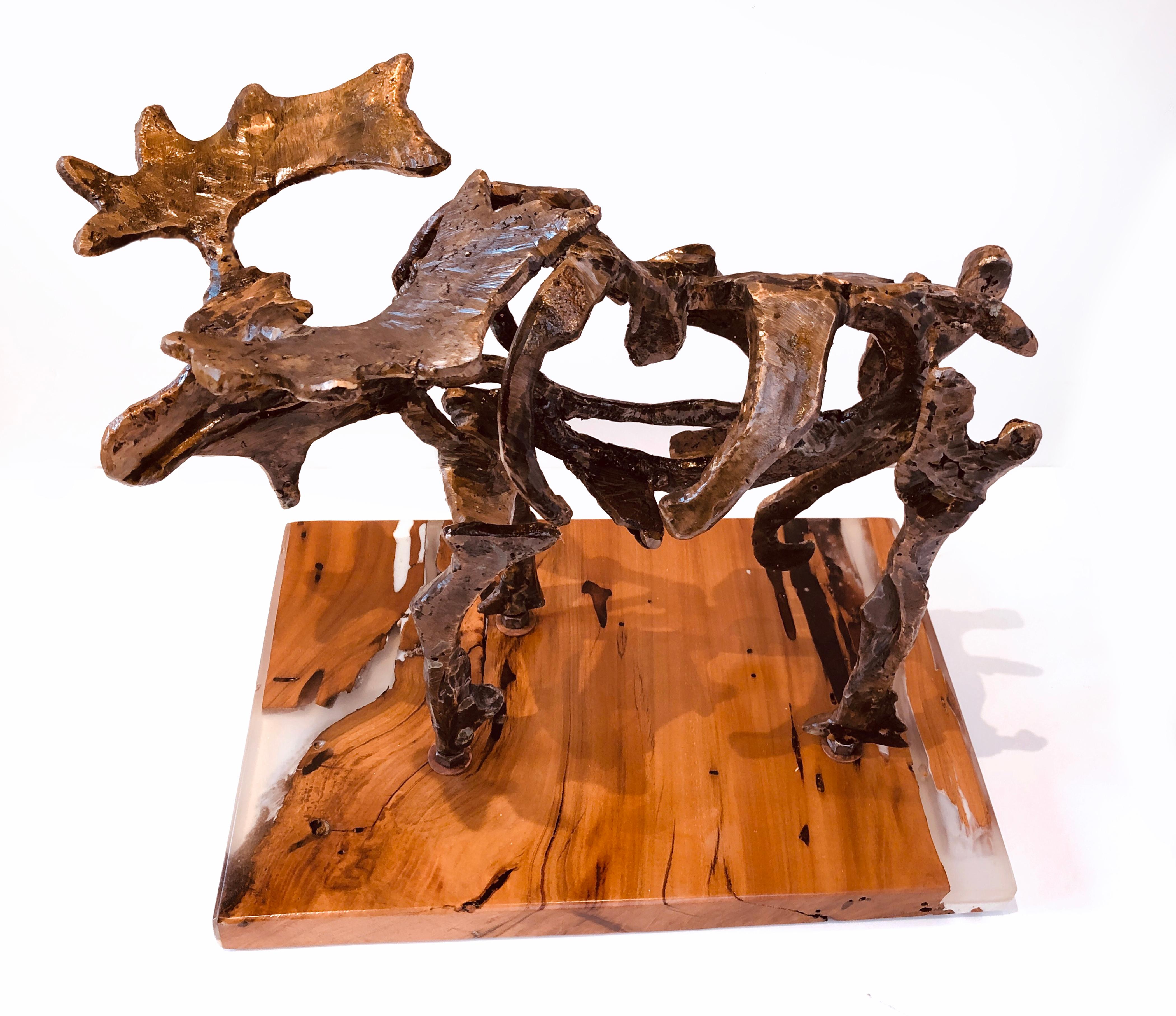 Moose #4 (Bronze, texture, majestic, strength, nature, tabletop)  - Sculpture by Simon Winegar