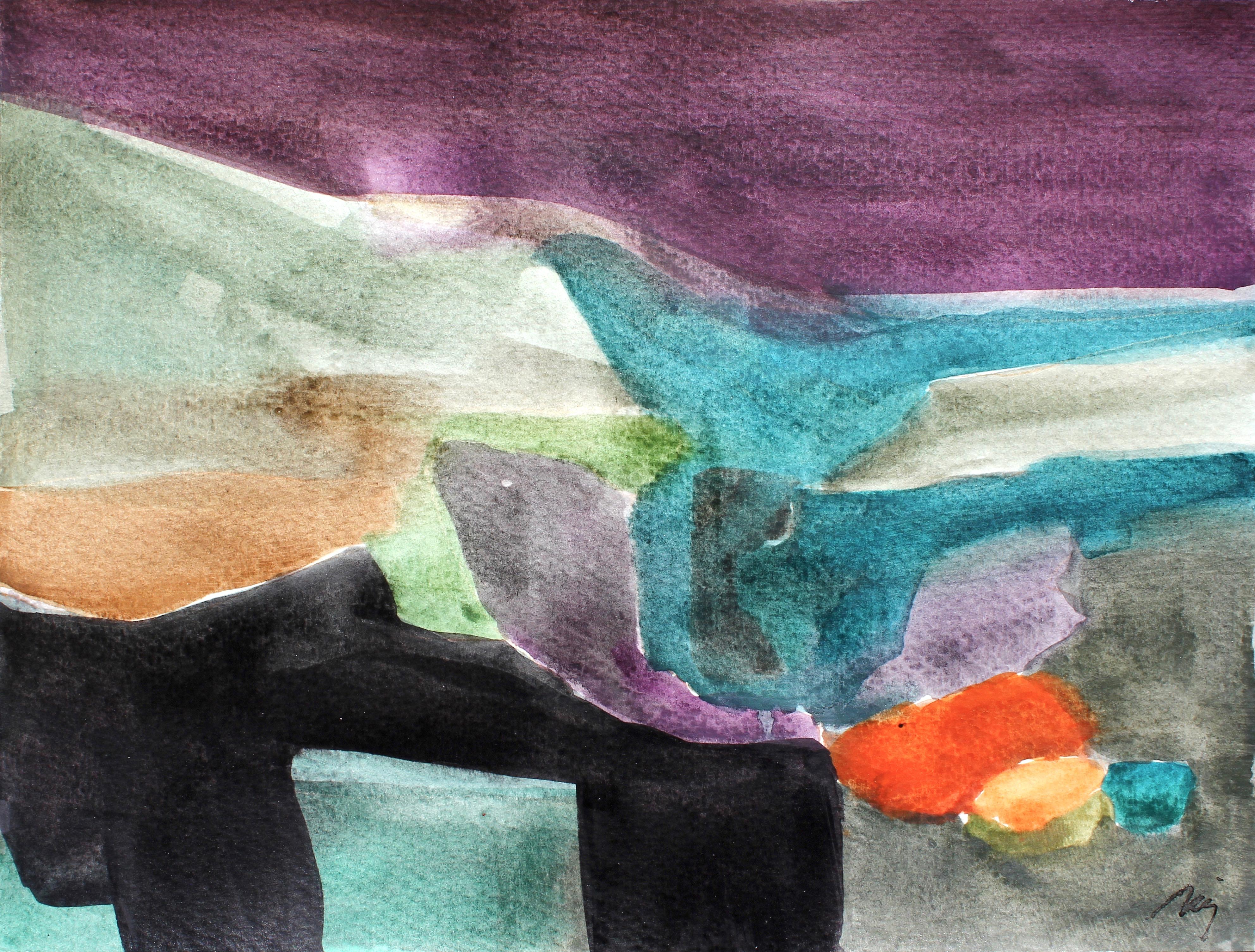 Abstract Painting di Simona Gocan - Un viaggio visivo: Paesaggio #4, Pittura astratta espressionista contemporanea