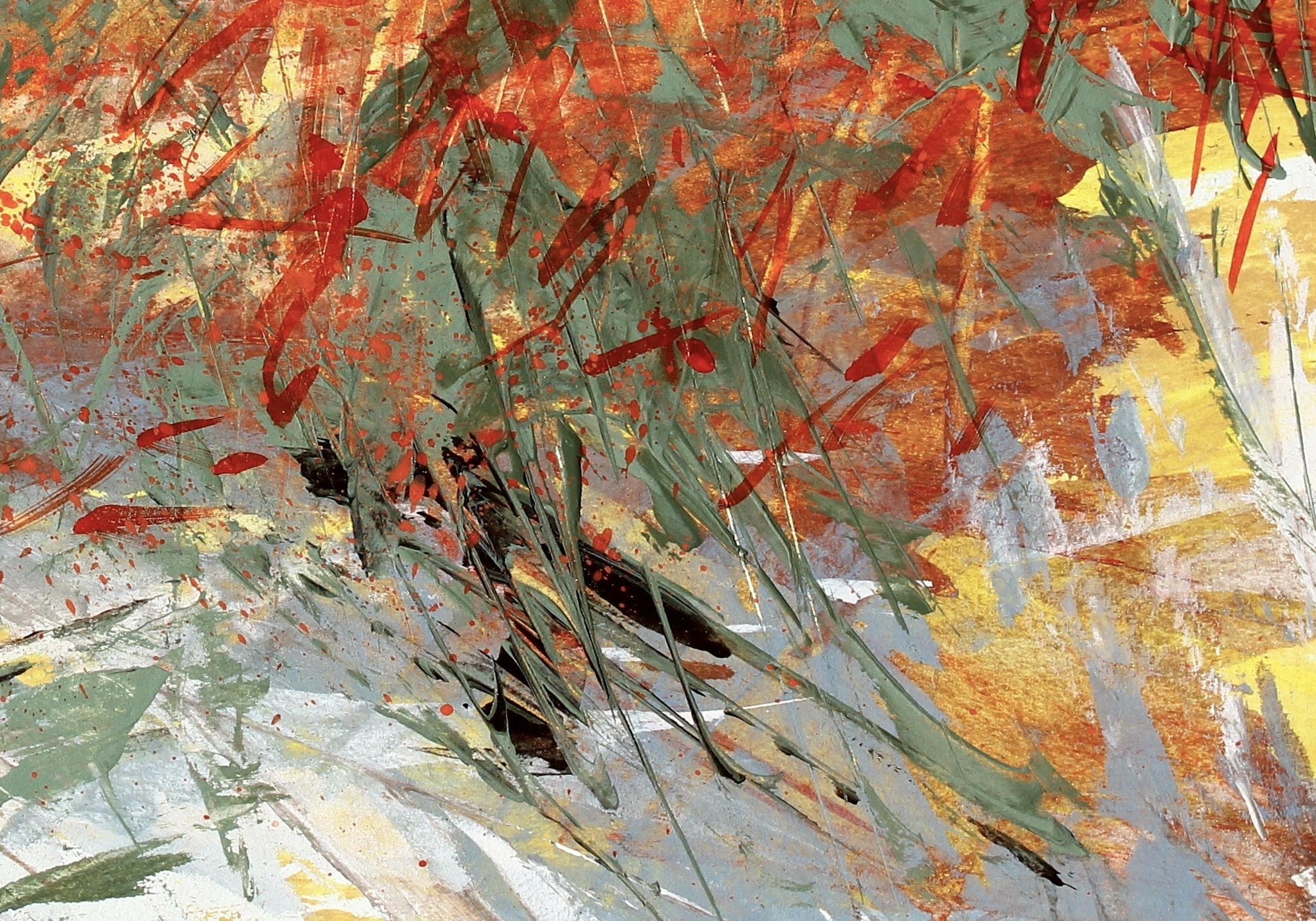 Paysage désertique n°4, peinture de paysage expressionniste abstrait contemporaine signée - Beige Landscape Painting par Simona Gocan