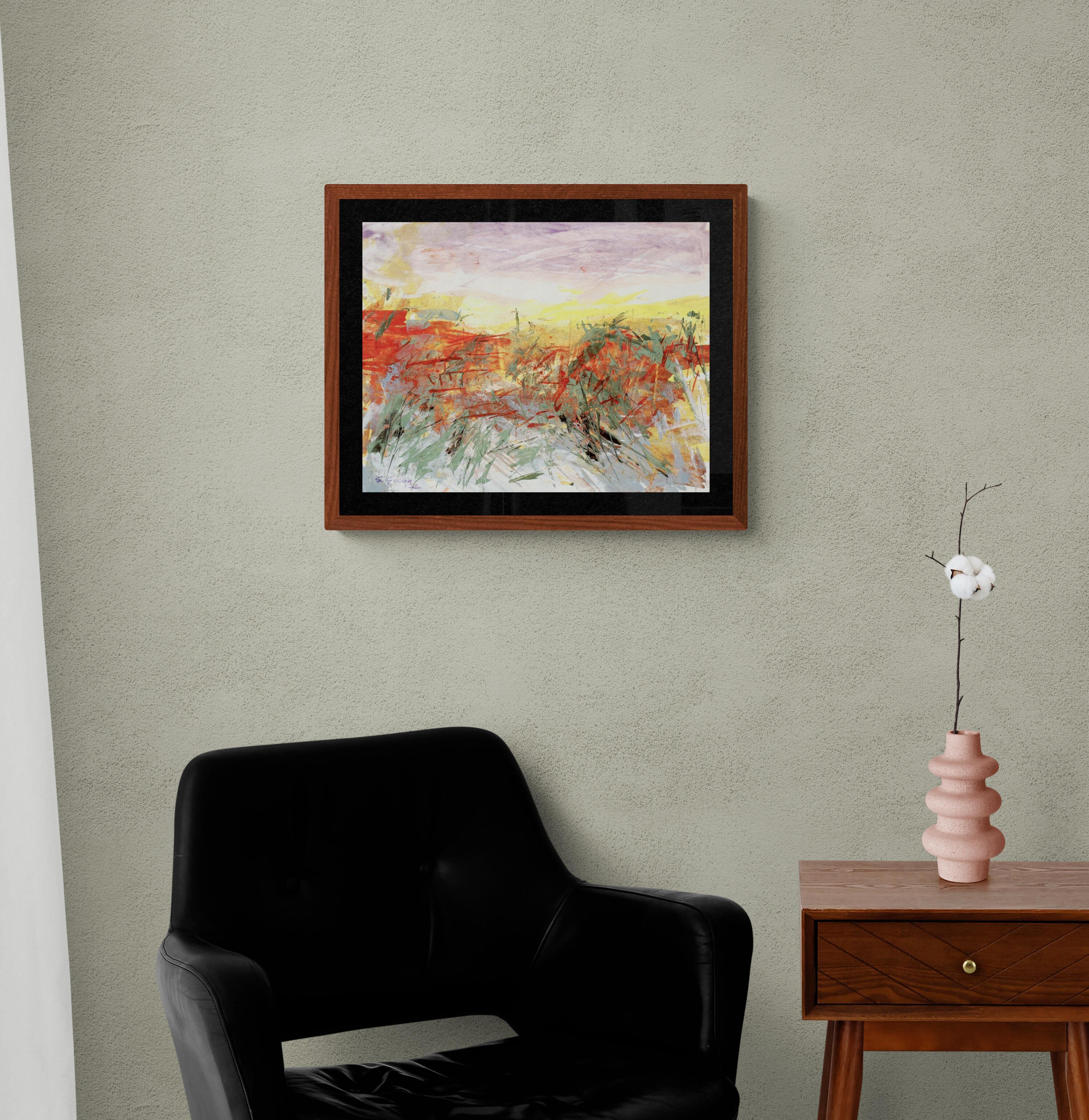 Paysage désertique n°4, peinture de paysage expressionniste abstrait contemporaine signée en vente 1