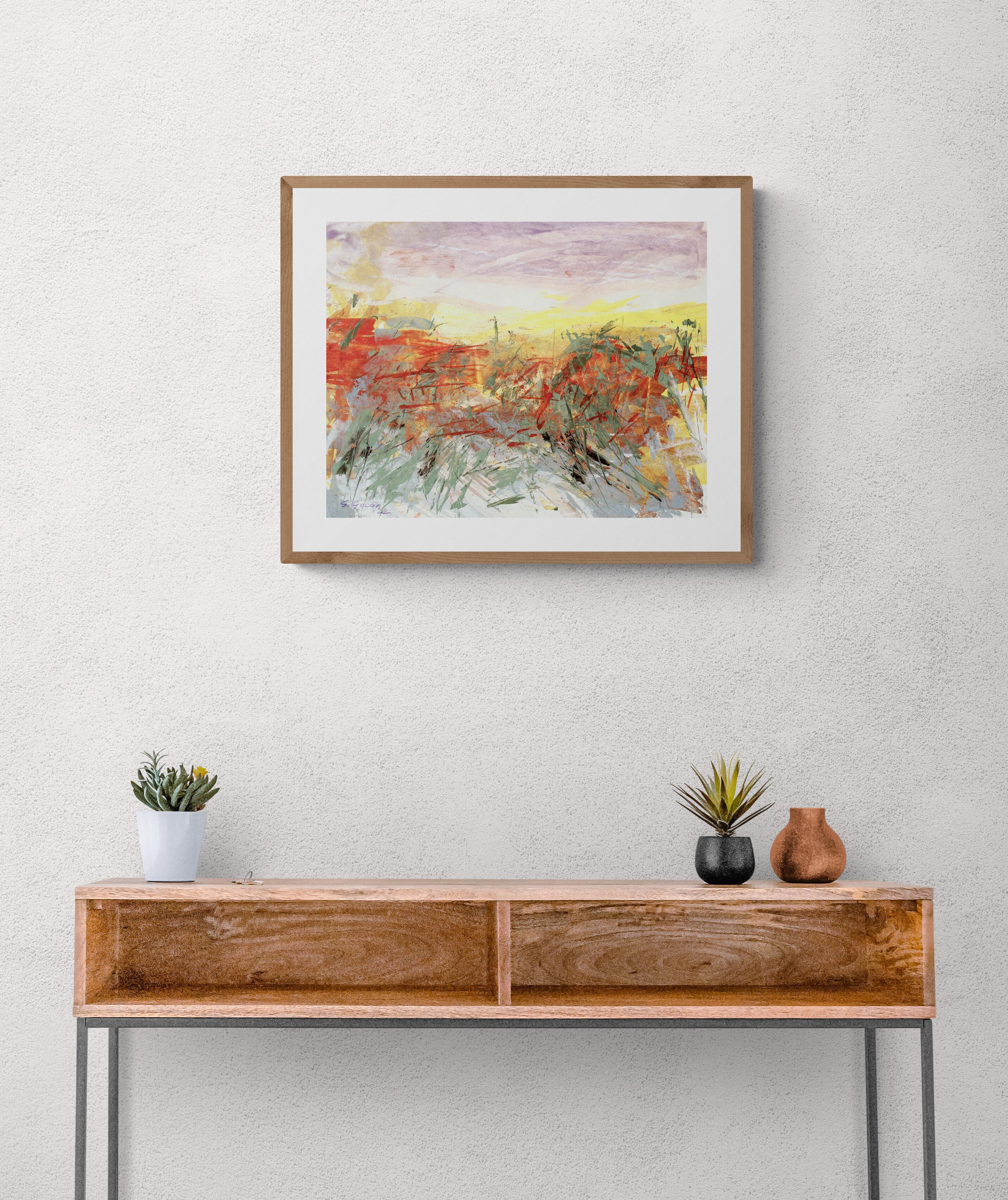 Paysage désertique n°4, peinture de paysage expressionniste abstrait contemporaine signée en vente 2