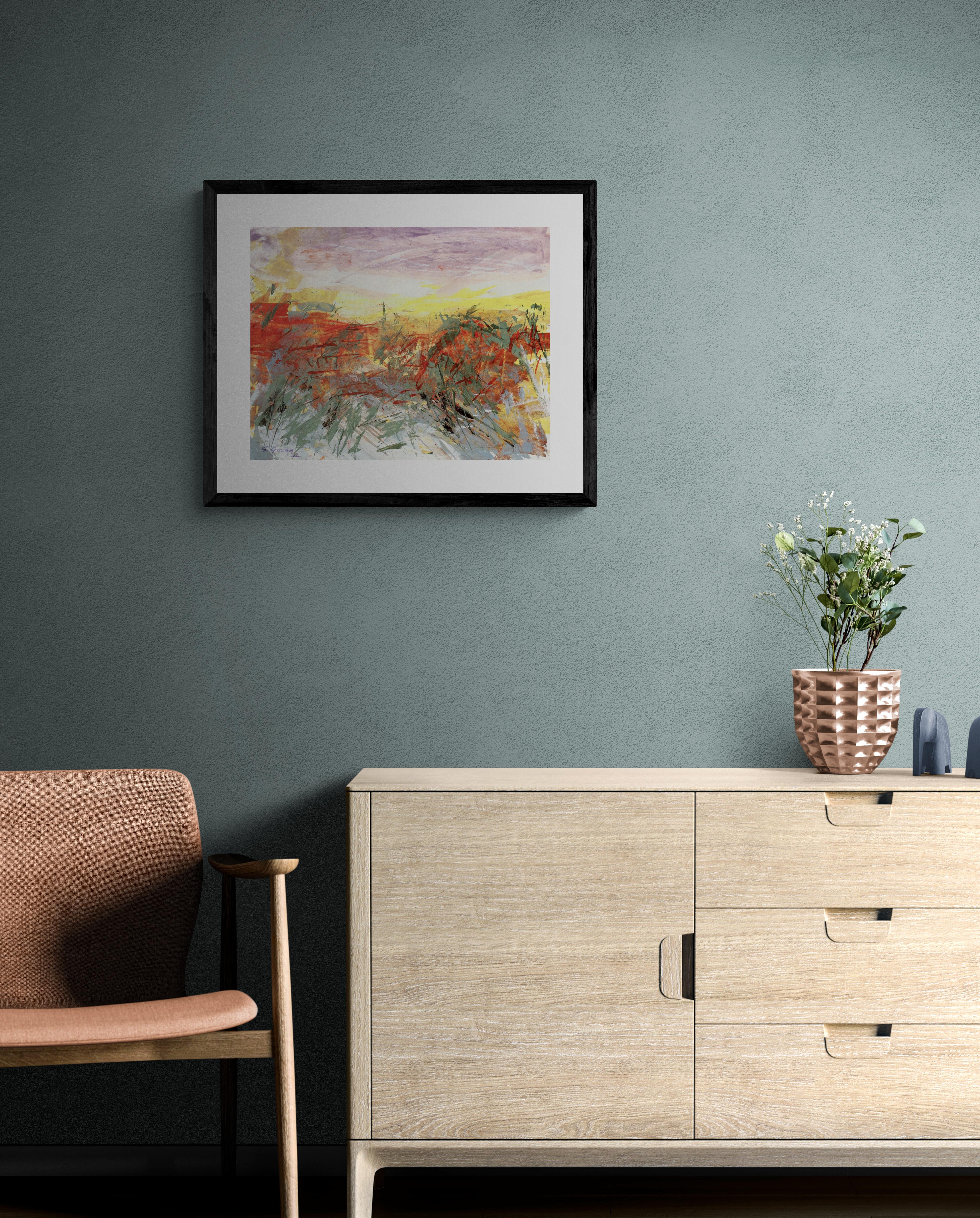 Paysage désertique n°4, peinture de paysage expressionniste abstrait contemporaine signée en vente 3