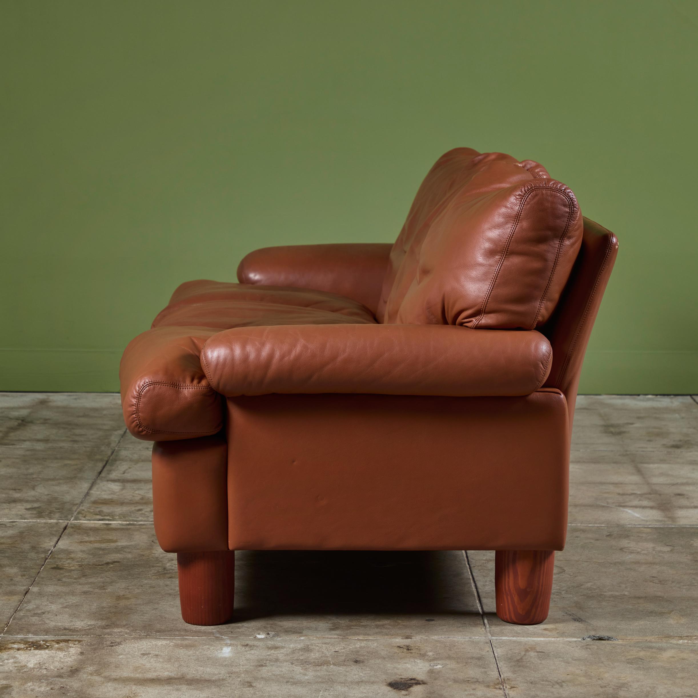 Italian Simona Leather Sofa by Ferdinando Buzzi for Brunati