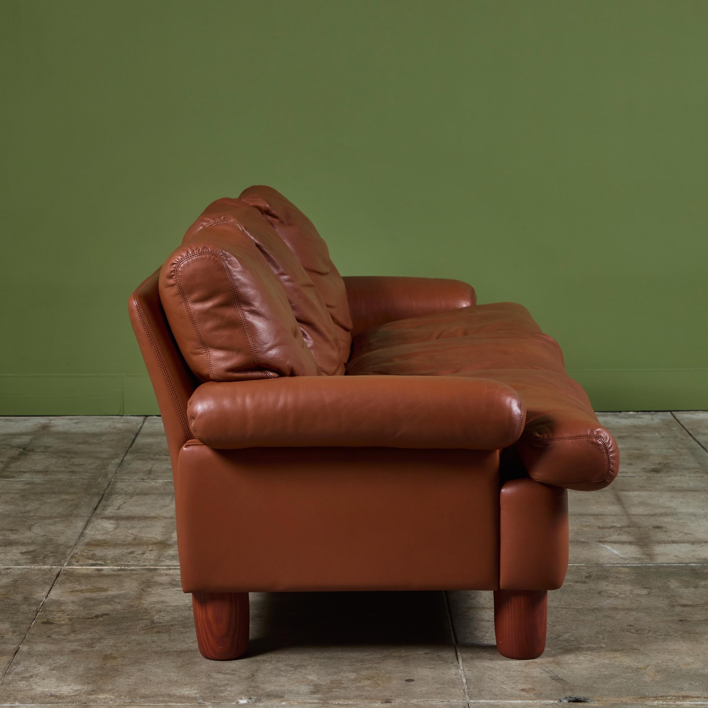 Simona Leather Sofa by Ferdinando Buzzi for Brunati In Good Condition In Los Angeles, CA