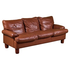 Vintage Simona Leather Sofa by Ferdinando Buzzi for Brunati