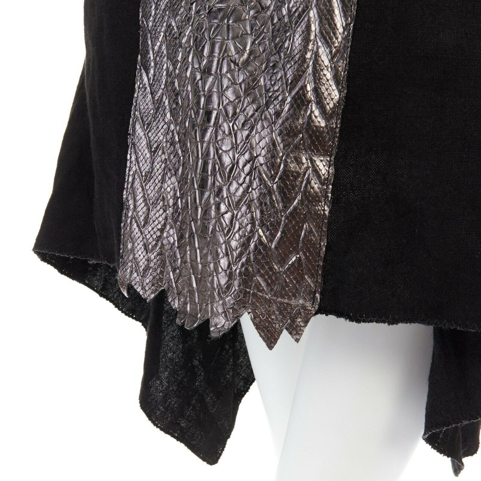 SIMONA TAGLIAFERRI gilet in lino drappeggiato in pelle pitonata nera argento M 2