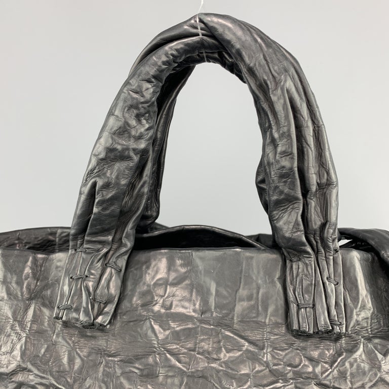 SIMONA TAGLIAFERRI Wrinkled Black Leather AMINA Tote Handbag at 1stDibs