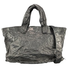 SIMONA TAGLIAFERRI Wrinkled Black Leather AMINA Tote Handbag