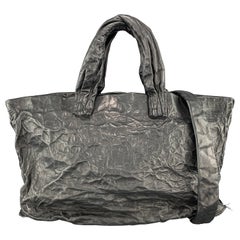 SIMONA TAGLIAFERRI Schwarze geraffte AMINA Tote Handtasche aus schwarzem Leder