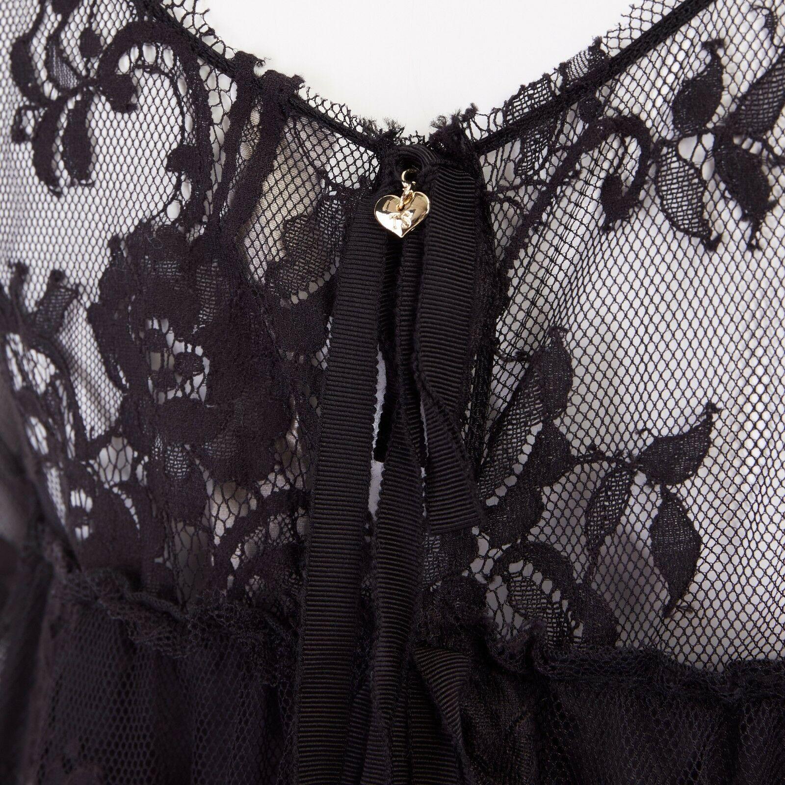 SIMONE BARBIERI TWIN-SET black floral lace short sleeve lined mini dress M 3