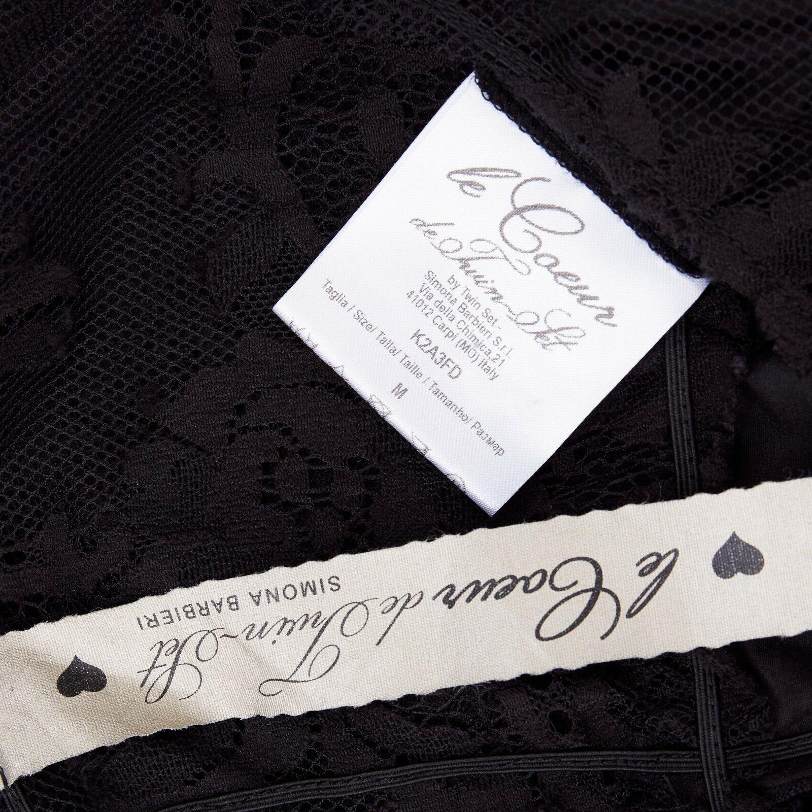 SIMONE BARBIERI TWIN-SET black floral lace short sleeve lined mini dress M 5