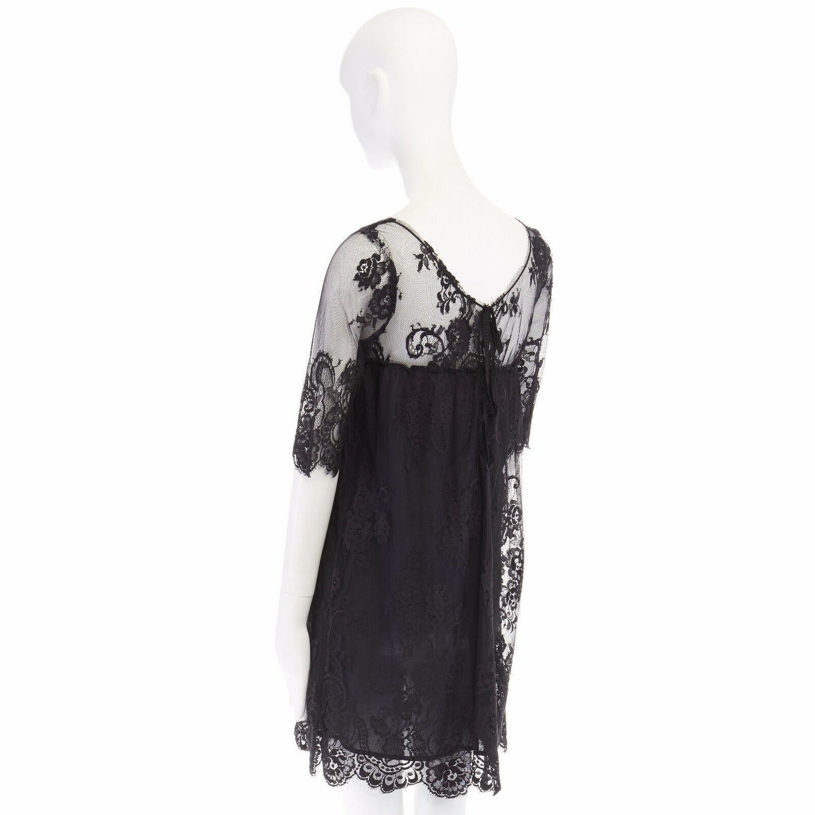 Women's SIMONE BARBIERI TWIN-SET black floral lace short sleeve lined mini dress M