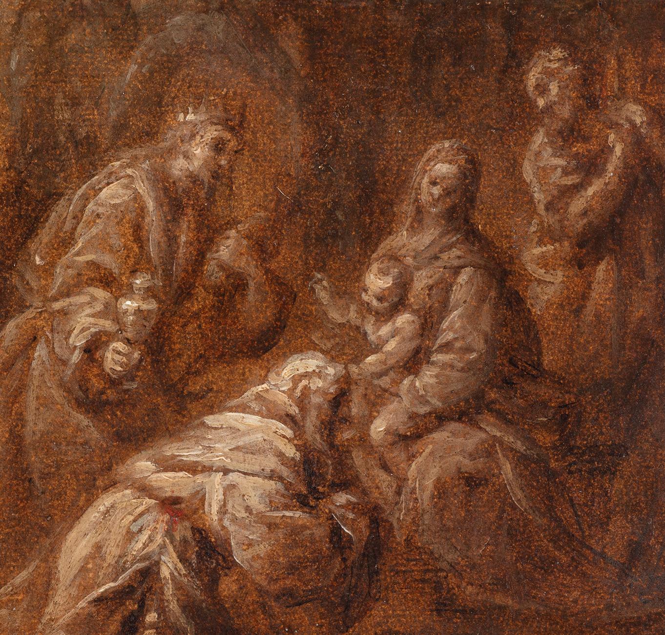 Peinture sur toile Adoration des mages du 17ème siècle de Simone Cantarini en vente 2