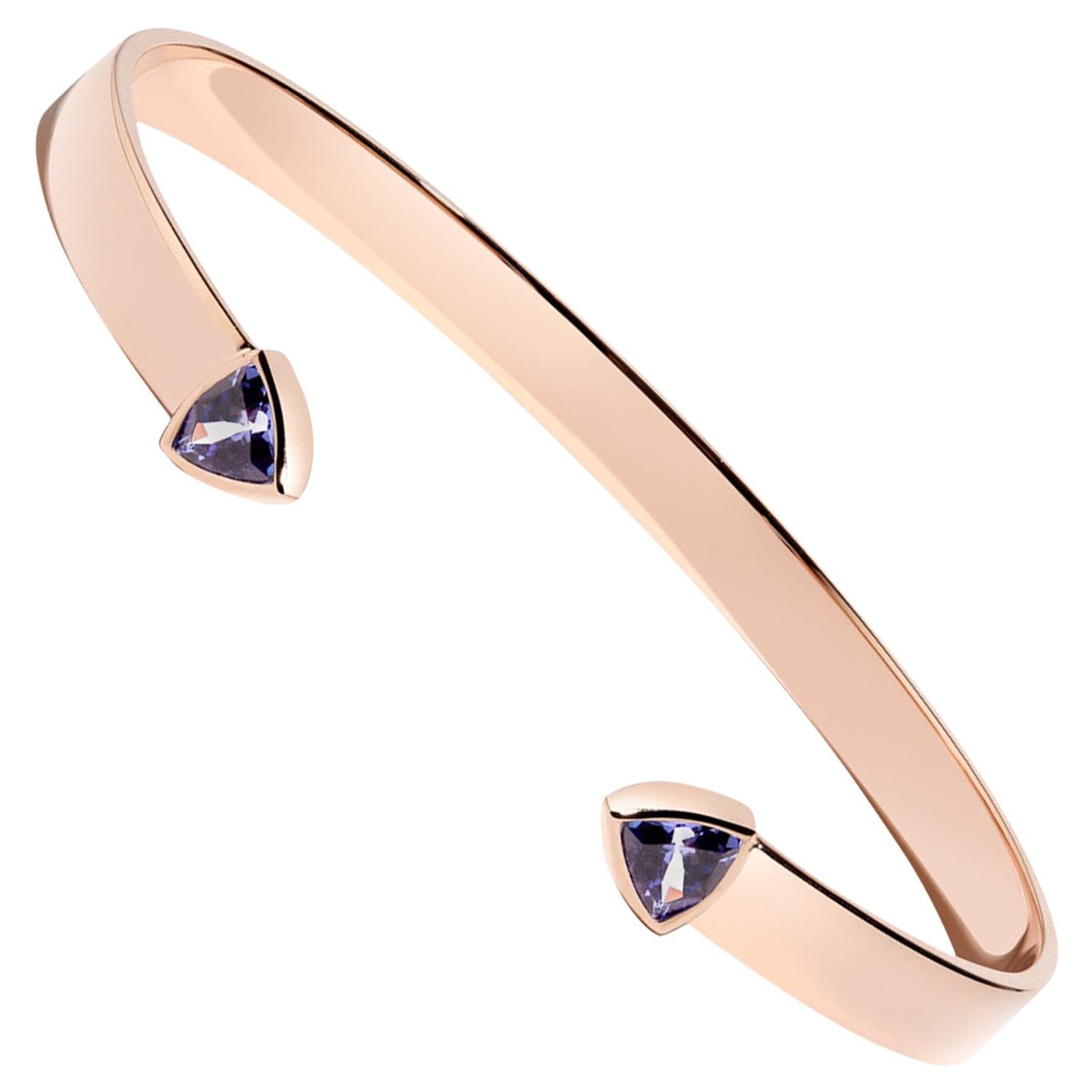 Simone Cuff, Tanzanite Trillion Cuff in Rose Gold For Sale