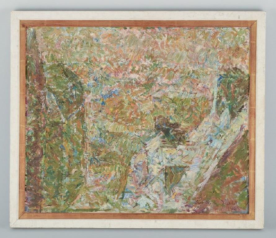 Simone De Dardel (1913-1996), a listed Swedish artist.
Exterior with the person. Post-Impressionist style.
Oil on canvas.
In perfect condition.
Signed and dated 1965.
Dimensions: 46.0 x 55.0 cm. / 61.5 x 52.5 cm. with frame.