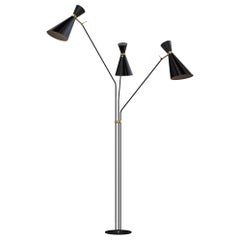 Simone Floor Lamp in Bass with Black Details