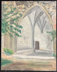 1930's French Impressionist Arched Cloister with Gothic Vaults and Garden